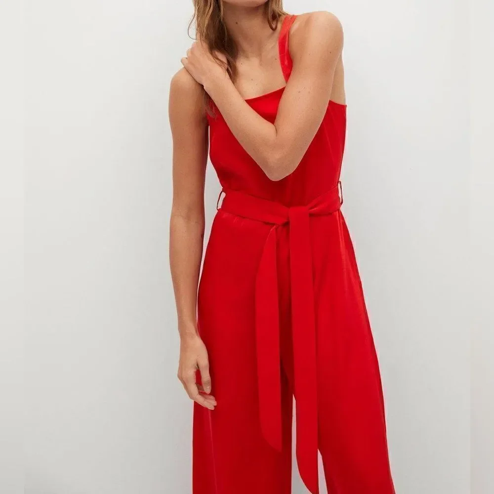 Mango Red Viscose Blend Jumpsuit New